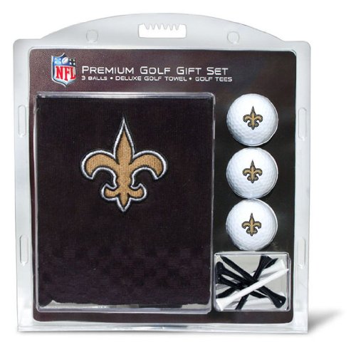 NFL New Orleans Saints Embroidered Golf Towel (3 Golf Balls/12 Tee Gift Set)