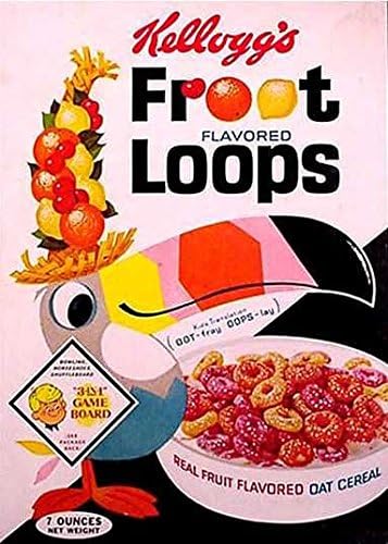Vintage Kellogs Fruit Loops Cereal- - Refrigerator/Locker magnet-