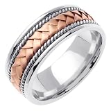 Beverly Diamonds Rose-and-white-gold MENS 14K 2-TONE WEDDING BAND RING
