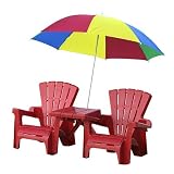 American Plastic Toys Plastic Adirondack Set With Umbrella - Red