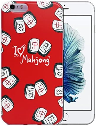 iPhone 6s 6 Case Mahjong Pattern, Retro Shaw Flexible Soft Slim TPU Cover- Red Design Shell for iPhone 6/6s (4.7 Inch)