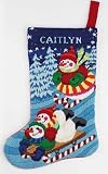 SLEDDIN SNOWMEN STOCKING LONGSTITCH KIT-18 LONG 12 MESH CANVAS