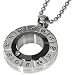 Zodiac Symbol Black Spinning Circle Cubic Zirconia Stainless Steel Amulet Pendant Necklace