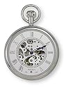 Avalon 17 Jewel Mechanical Skeleton Silver-tone Pocket Watch with Chain, # 8410SX