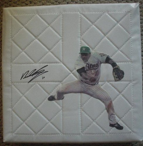 Miguel Tejada Autographed Houston Astros Photo Full Size Base, Proof Photo of Miguel Signing This Exact Base for Us.