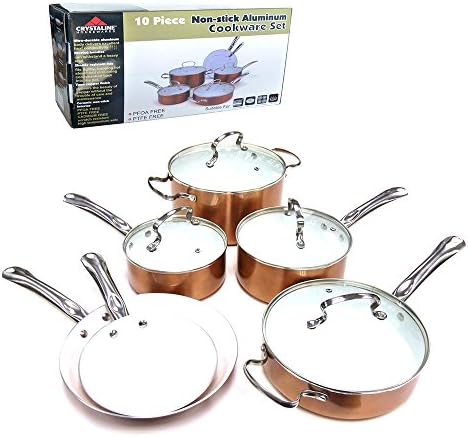 Ceramic Non-Stick Cookware Set, 10-Piece - Pot Pan Set Frying Cooking Kitchen - FREE SHIPPING