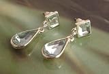 Image of Fashion earrings 764 pale blue drops on silver colour metal