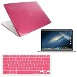 Skque Pink Crystal Hard Transparent Case Cover + LCD Screen Protector Guard + Pink Keyboard KB Soft Skin Case for Apple MacBook Pro 15 with Retina display