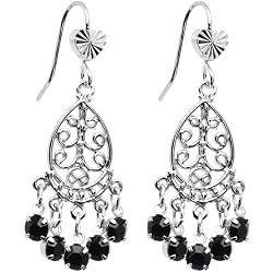 Black Teardrop Chandelier Earrings