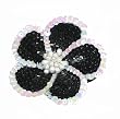 Sequin Flower Pin / Hair Tie ~ Edged Black