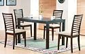 5 Pc Espresso Finish Wood Dining Table Set With Padded Seats