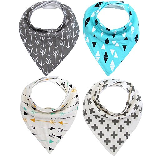 LvDD 4 Pack Baby Absorbent Cotton Bandana Drool Bibs,Unisex Cute Baby Gift for Boys & Girls Modern Baby Gifts Set