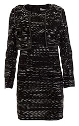 Petite Acrylic/Leather/Tweed Sleeveless Sheath Above the Knee Mini Dress 