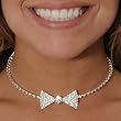 Small Rhinestone Bow Tie Spring Choker Costume Jewelry Necklace