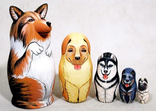 Collie Dog Nesting Doll 5pc./6"