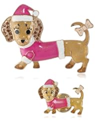 Betsey Johnson "Holiday Boxed" Gift Box with Santa Dog Pin Set
