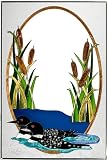 Canadian LOONS Lake WINDOW Suncatcher 20.5x30.5 Glass Panel DUCKS