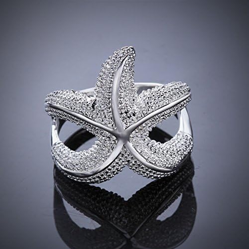Special Design Starfish Ring 925 Silver Ring Fashion Jewelry Ring Women Men Finger Rings US Size 7 8 PCR538