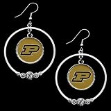 NCAA Purdue Boilermakers Ladies Double Hoop Crystal Dangle Earrings
