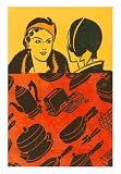 Two Ladies with Small Appliance Motifs Art Poster Print, 13x18