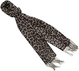 IMAGE OF V Fraas Women's Classic Animal Scarf, Black, 14x72