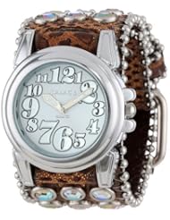 Nemesis Womens B3SB069W Stone Collection Animal Print Silver Black Trendy Watch