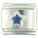Silver Star Blue Italian Charms Bracelet Link