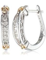 Love Knot Sterling Silver and 14k Gold Diamond Love Knot Hoop Earrings (.15 cttw, I-J Color, I2-I3 Clarity)