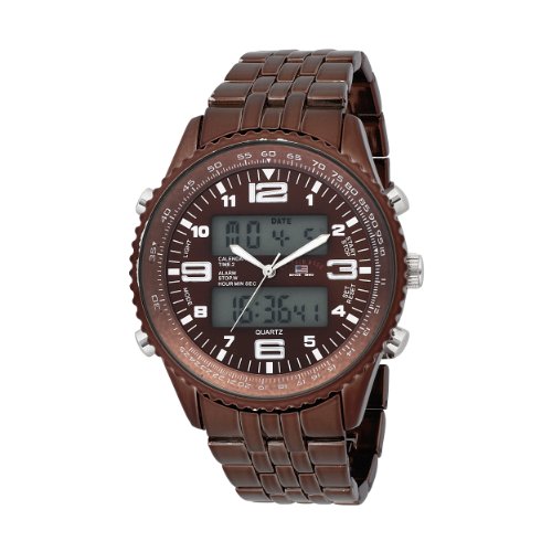 U.S. Polo Assn. Men's US8461 Analog-Digital Brown Dial Brown Plated Bracelet Watch