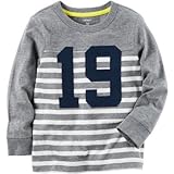 Carter's(カーターズ) ロングスリーブ 19 ストライプ ティ グレー トップス長袖Tシャツ 3ヶ月【並行輸入】