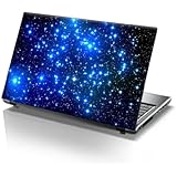 TaylorHe 15.6 inch 15 inch Laptop Skin Vinyl Decal with Colorful Patterns and Leather Effect Laminate MADE IN BRITAIN Blue Stars in Space