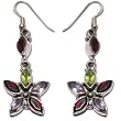 Dangle Earrings Silver Multi Gemstone Handmade Jewelry 2 inches