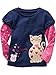 Metee Dresses Girls Kids Blue Long Sleeve Cotton T-Shirts Cartoon Tops