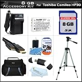 8GB Accessory Kit For Toshiba Camileo X100 H30 HD Camcorder Includes 8GB High Speed SD Memory Card + Extended (1850Mah) Replacement PX1657 Battery + Ac/Dc Travel Charger + 50" Tripod + Deluxe Case + Mini HDMI Cable + Screen Protectors + More