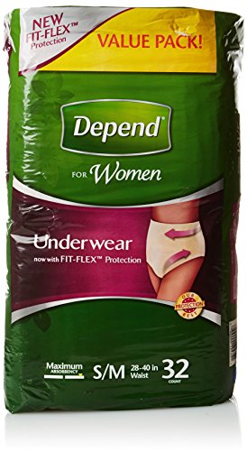 Depend FIT-FLEX Incontinence Underwear for Women, Maximum Absorbency, S/M, Tan (Packaging may vary)