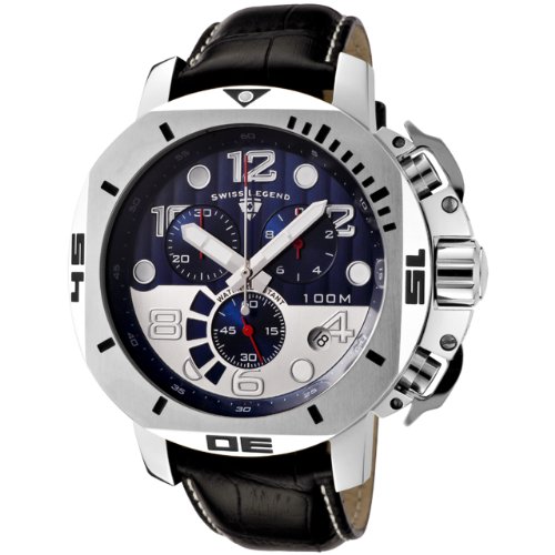 Swiss Legend Men's 10538-03 Scubador Collection Chronograph Black Leather Watch