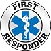 Accuform Signs LHTL638 Emergency Response Reflective Helmet Sticker, Legend "FIRST RESPONDER" with Graphic, 2-1/4" Diameter, Blue/Black on White