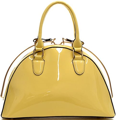 Dasein Faux Leather Structured Satchel Shoulder Handbag - Yellow