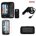 Samsung Rogue U960 Combo Rubber Feel Black Protective Case Faceplate Cover + LCD Screen Protector + Rapid Car Charger + Black Horizontal Leather Pouch for Samsung Rogue U960