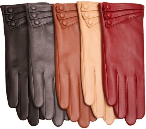 Bestselling Women's Nappa Leather Plush Lined Winter Gloves Leather Covered Buttons