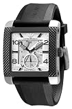 Emporio Armani Meccanico Gents Rectangular Case Silver Dial Black Rubber Strap Watch
