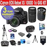 Canon EOS Rebel XS 1000D Black SLR 10.1 MP Digital Camera with Canon EF-S 1 ....
