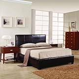 California King Modus Lucca Upholstered Storage Platform Bed in Chocolate Leather