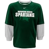 Nike Michigan State Spartans Youth Green-White Double Layer Long Sleeve T-shirt (Large)