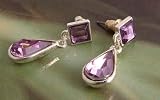 Image of Fashion earrings 759 lilac drops on silver colour metal