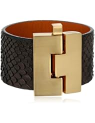 Leighelena "Jigsaw" Wide Leather Bracelet, 7"