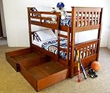 Deluxe Coolabah Twin Over Twin + 2 Drawers Mission Style Solid Wood Bunk Bed Pecan Color
