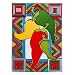 Chili Peppers Art Glass Panel Wall Window Hanging Suncatcher 14 x 10