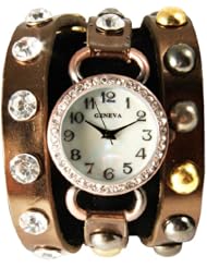 Just In Bronze Wrap Around Watch with Sparkly White Rhinestones and Studs