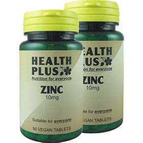 Health Plus Zinc 10mg Mineral Supplement - 2 X Packs Of 90 Tablets (180 Tablets)